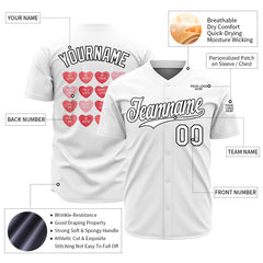 Custom White Valentine's Day Baseball Jersey Fans Special Edition Authentic Full Button Down Shirt