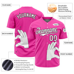 Custom Pink Valentine's Day Baseball Jersey Fans Special Edition Authentic Full Button Down Shirt