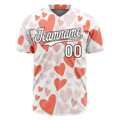 Custom Orange Heart Valentine's Day Baseball Jersey Fans Special Edition Authentic Full Button Down Shirt