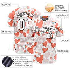 Custom Orange Heart Valentine's Day Baseball Jersey Fans Special Edition Authentic Full Button Down Shirt