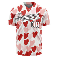 Custom Big Red Heart Valentine's Day Baseball Jersey Fans Special Edition Authentic Full Button Down Shirt