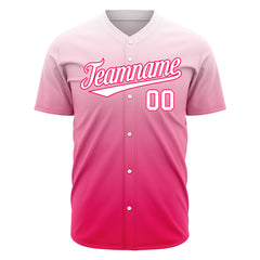 Custom Gradient Pink Heart Valentine's Day Baseball Jersey Fans Special Edition Authentic Shirts