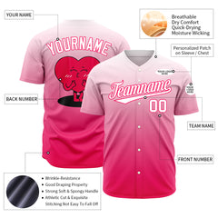 Custom Gradient Pink Heart Valentine's Day Baseball Jersey Fans Special Edition Authentic Shirts