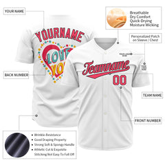 Custom White Valentine's Day Baseball Jersey Fans Special Edition Authentic Shirts