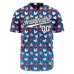 Custom Royal Heart Valentine's Day Baseball Jersey Fans Special Edition Authentic Shirt