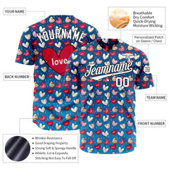 Custom Royal Heart Valentine's Day Baseball Jersey Fans Special Edition Authentic Shirt