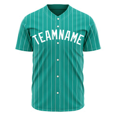 Custom Pinstripe Aqua Full Button Down Mesh Fans Special Edition Authentic Baseball Jersey