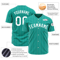 Custom Pinstripe Aqua Full Button Down Mesh Fans Special Edition Authentic Baseball Jersey