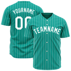 Custom Pinstripe Aqua Full Button Down Mesh Fans Special Edition Authentic Baseball Jersey