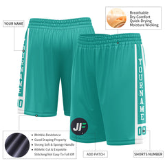 Custom Aqua Mesh Sports Basketball Shorts with Side Pockets