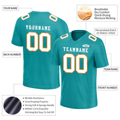 Custom Aqua Football Jersey Player Fans Team Uniforms For Adult Youth Unisex