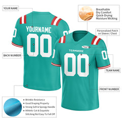 Custom Aqua Football Jersey Athletic Shirt For Adult Youth Unisex