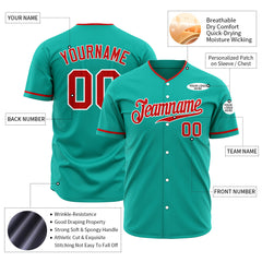 Custom Aqua Full Button Down Fans Special Edition Authentic Baseball Jersey