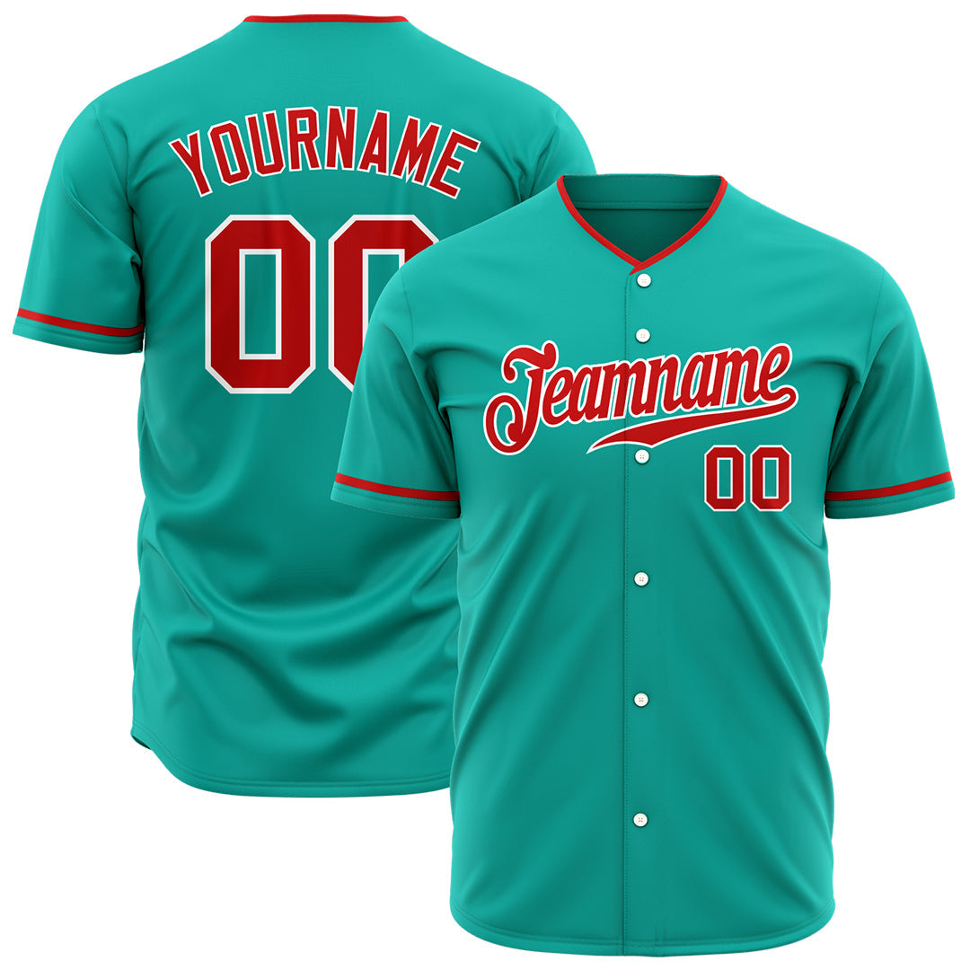 Custom Aqua Full Button Down Fans Special Edition Authentic Baseball Jersey