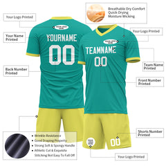 Custom Aqua Soccer Uniform For Adult Youth Fans Jersey