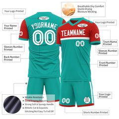 Custom Aqua Soccer Uniform Training Outfit Sportswear