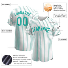 Custom Aqua Pinstripe Full Button Down Mesh Fans Special Edition Authentic Baseball Jersey