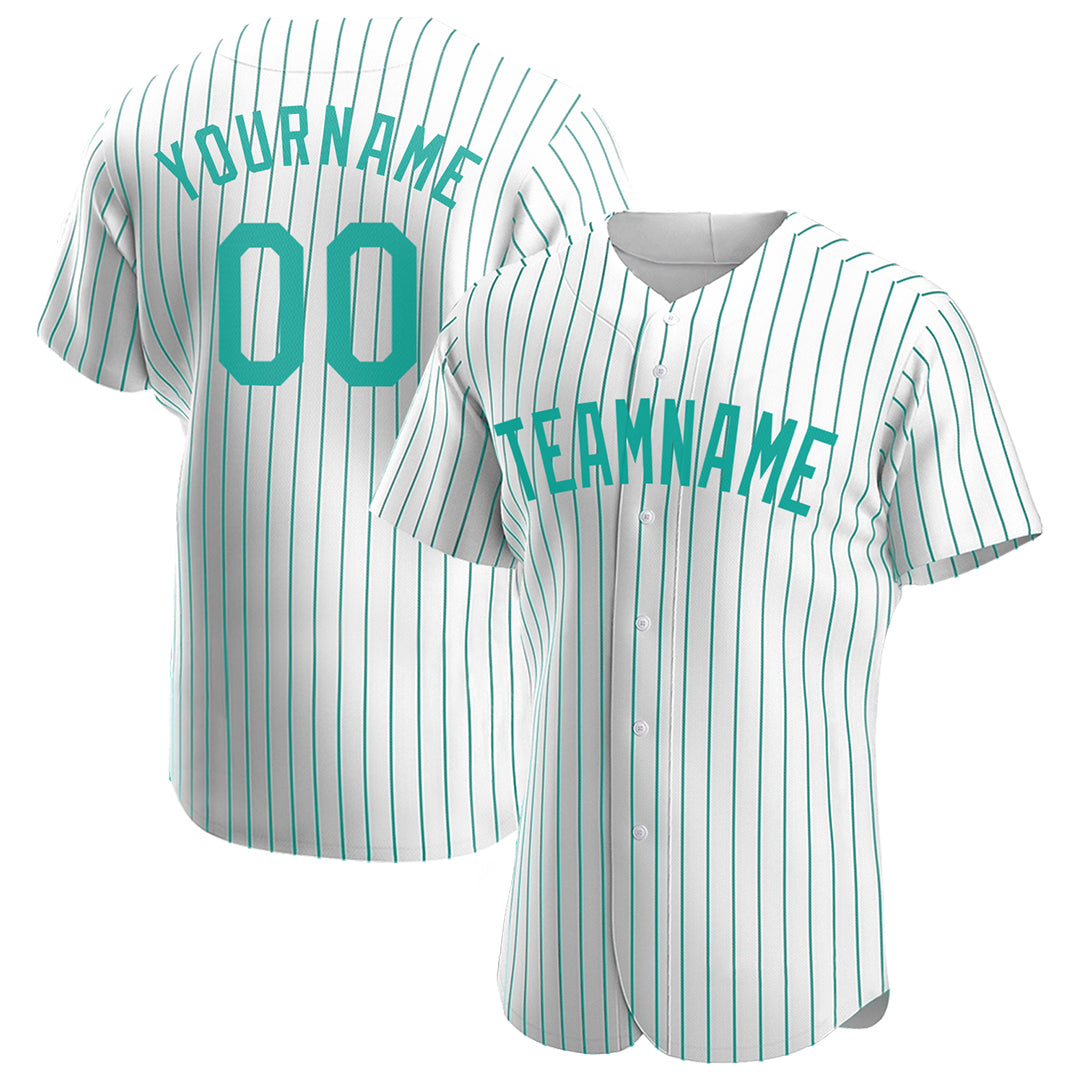 Custom Aqua Pinstripe Full Button Down Mesh Fans Special Edition Authentic Baseball Jersey