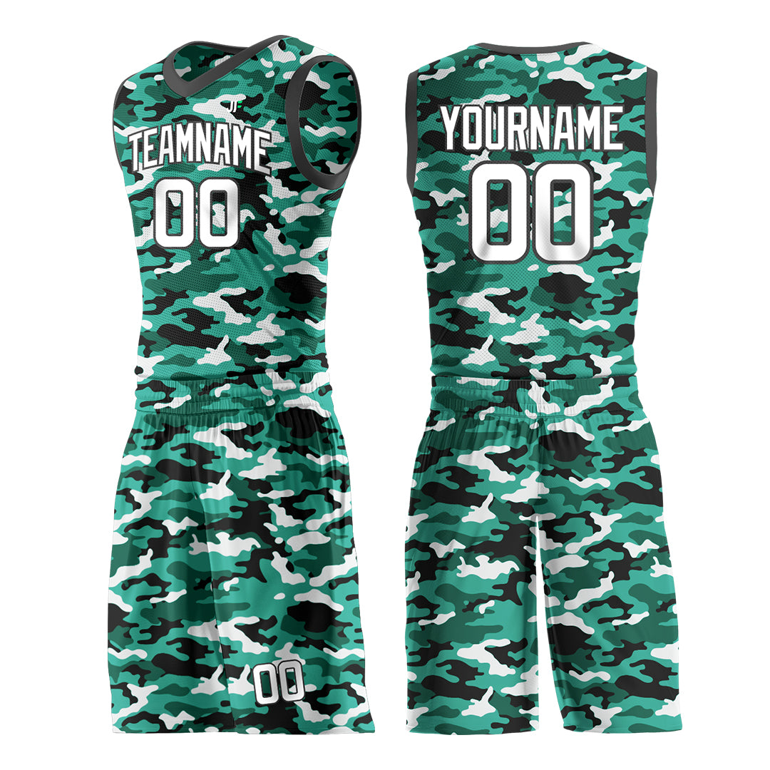 Custom Aqua Camo Basketball Uniform Design Your Own Mesh Jersey