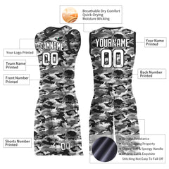 Custom Gray Camo Basketball Uniform Design Your Own Mesh Jersey