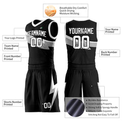 Custom Black Split Basketball Uniform Design Your Own Mesh Jersey