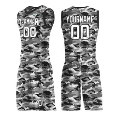 Custom Gray Camo Basketball Uniform Design Your Own Mesh Jersey