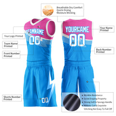 Custom Blue Split Basketball Uniform Design Your Own Mesh Jersey