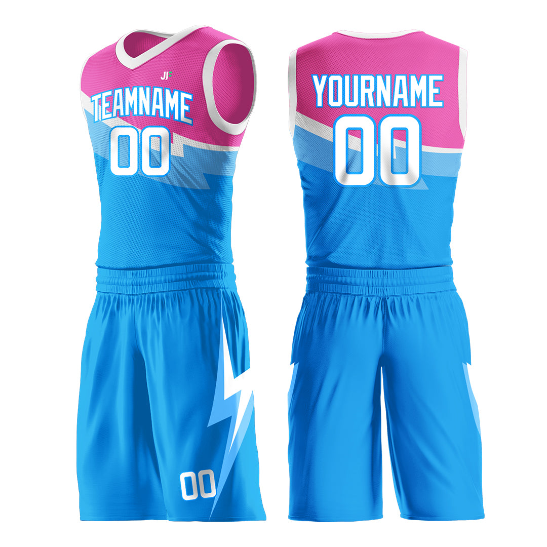 Custom Blue Split Basketball Uniform Design Your Own Mesh Jersey