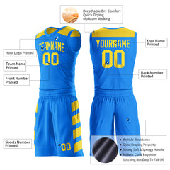 Custom Blue Basketball Uniform Print Name Number Logo Mesh Jersey