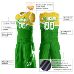 Custom Green Split Basketball Uniform Design Your Own Mesh Jersey