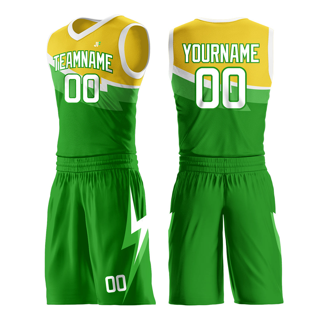 Custom Green Split Basketball Uniform Design Your Own Mesh Jersey