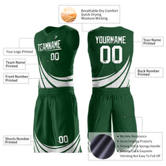 Custom Green Basketball Team Uniform Print Athletic V-Neck Mesh Jersey