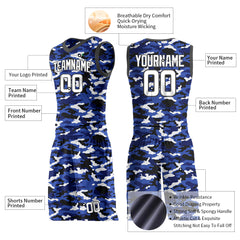 Custom Navy Camo Basketball Uniform Design Your Own Mesh Jersey