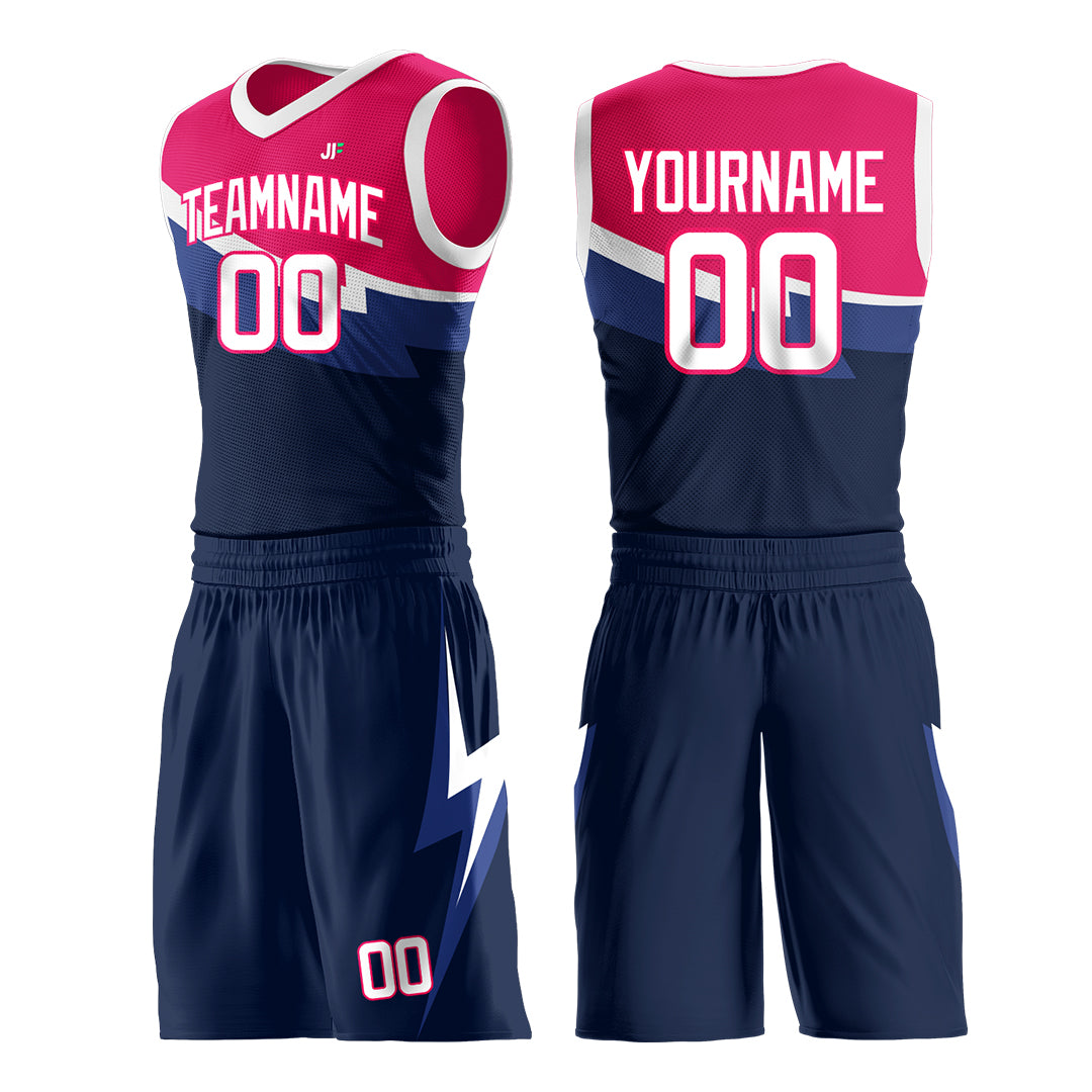 Custom Navy Split Basketball Uniform Design Your Own Mesh Jersey