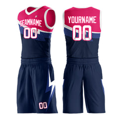 Custom Navy Split Basketball Uniform Design Your Own Mesh Jersey