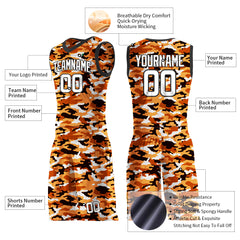 Custom Orange Camo Basketball Uniform Design Your Own Mesh Jersey