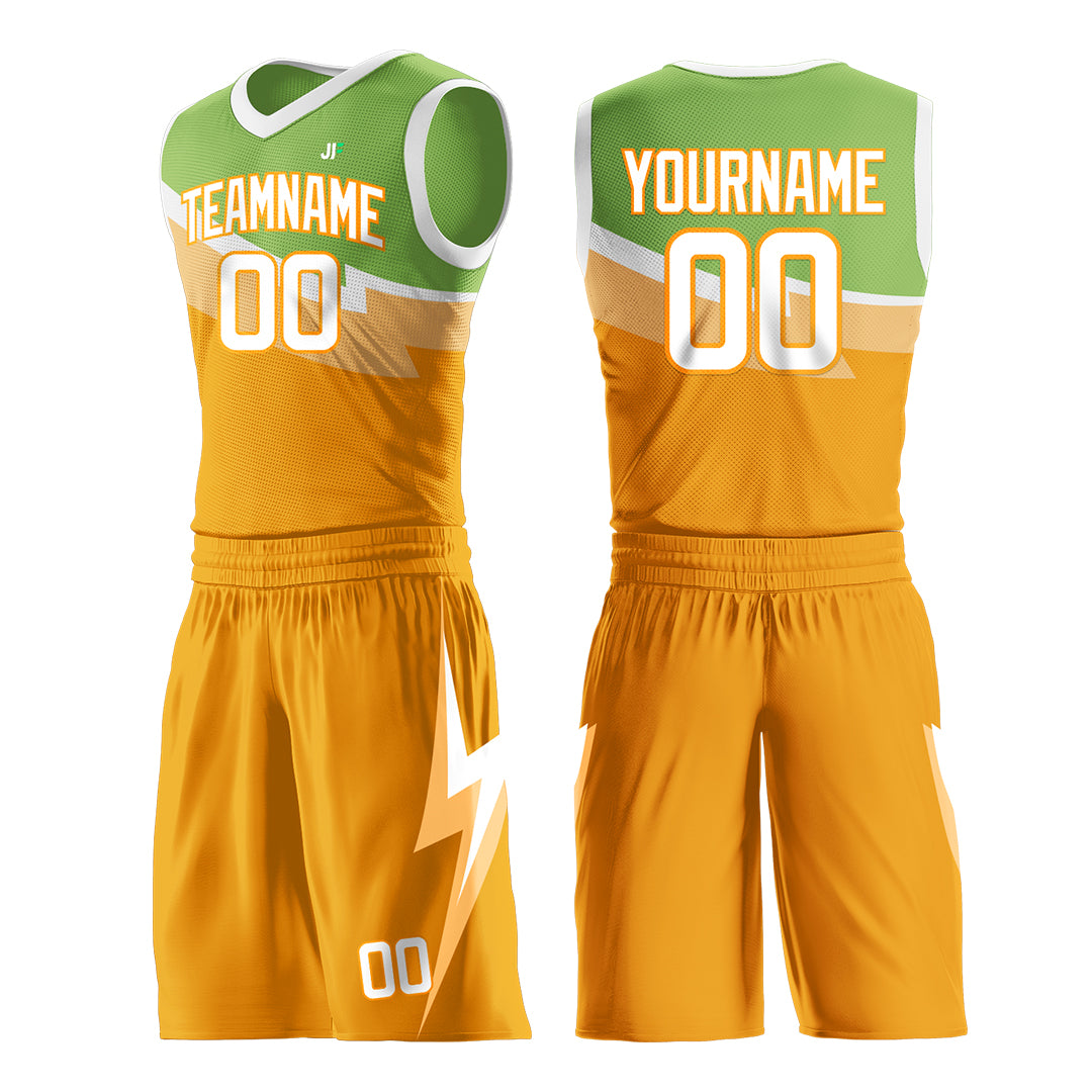 Custom Orange Split Basketball Uniform Design Your Own Mesh Jersey