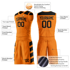 Custom Orange Basketball Uniform Print Name Number Logo Mesh Jersey