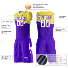 Custom Purple Split Basketball Uniform Design Your Own Mesh Jersey