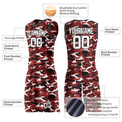 Custom Red Camo Basketball Uniform Design Your Own Mesh Jersey