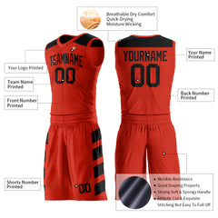 Custom Red Basketball Uniform Print Name Number Logo Mesh Jersey