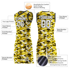 Custom Yellow Camo Basketball Uniform Design Your Own Mesh Jersey