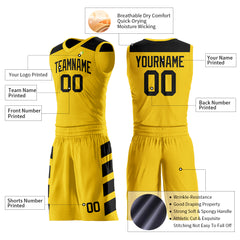 Custom Yellow Basketball Uniform Print Name Number Logo Mesh Jersey