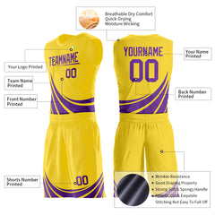 Custom Yellow Basketball Team Uniform Print Athletic V-Neck Mesh Jersey