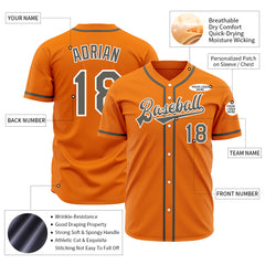 Custom Bay Orange Full Button Down Mesh Fans Special Edition Authentic Baseball Jersey