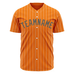 Custom Pinstripe BAY Orange Full Button Down Mesh Fans Special Edition Authentic Baseball Jersey