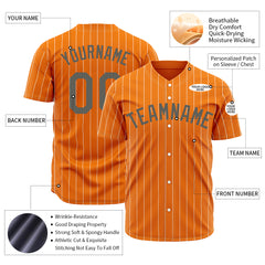 Custom Pinstripe BAY Orange Full Button Down Mesh Fans Special Edition Authentic Baseball Jersey