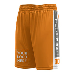 Custom Bay Orange Mesh Sports Basketball Shorts with Side Pockets