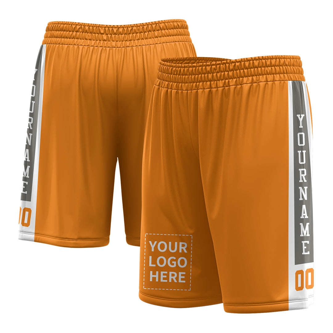 Custom Bay Orange Mesh Sports Basketball Shorts with Side Pockets