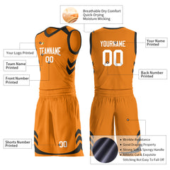 Custom Bay Orange Basketball Uniform For Adult Youth Fans Mesh Jersey